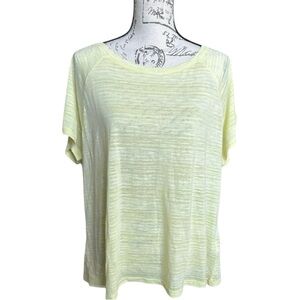 Seven7 Women's Burnout Striped Tee Top Large Luminary Green Yellow NWT Boho Chic